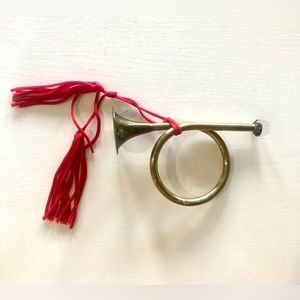 Decorative Vintage Brass Horn with Red Tassel